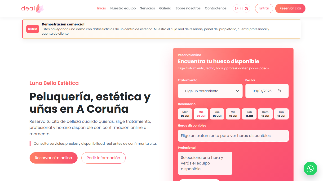 Plataforma de reservas online IG1